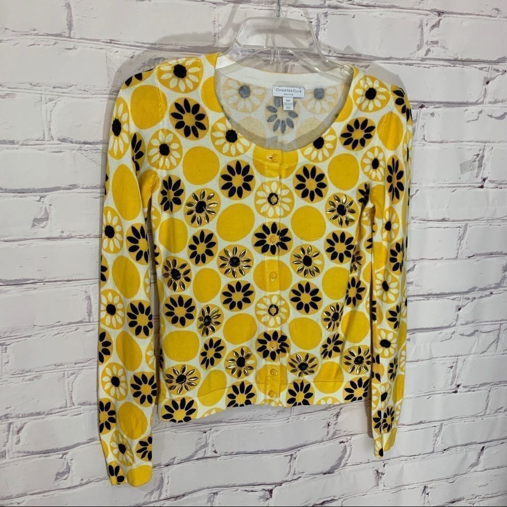 ‎Charter Club XS petite sunflower top